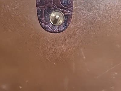 Vintage Crocodile Embossed Leather Wallet Clutch Brown Accordion Interior - Thumbnail 13