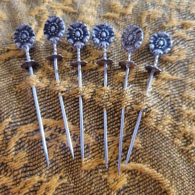 Antique European 800 Silver Skewer Cocktail Pick Art Nouveau Set – 3” – KL Mark - Image 1