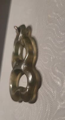 Vintage Nephrite Jade Abstract Pendant Openwork Carved Green Stone - Thumbnail 5