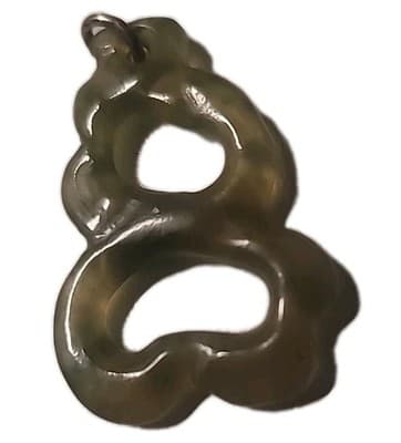 Vintage Nephrite Jade Abstract Pendant Openwork Carved Green Stone - Image 1