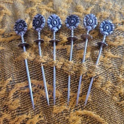Antique European 800 Silver Skewer Cocktail Pick Art Nouveau Set – 3” – KL Mark - Thumbnail 2