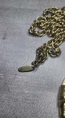 VINTAGE Whiting & Davis Gold Tone Rope Chain Necklace Holly Leaves Pendant - Thumbnail 7