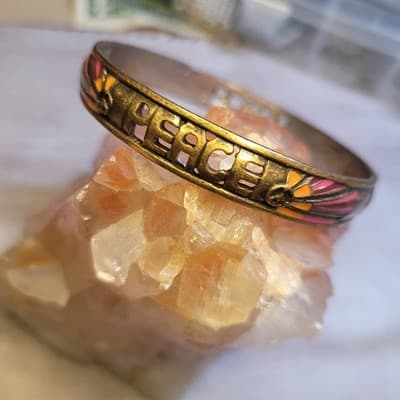 Lucky Brand Lucky You Peace Sun Beams 70s Style Bangle Bracelet