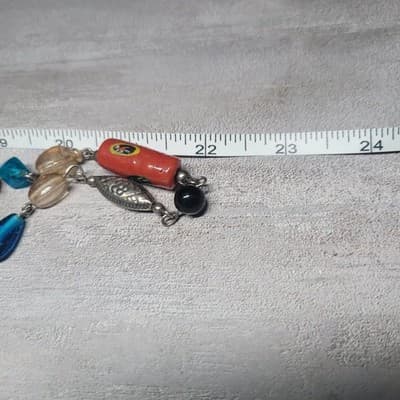 Vtg.Glass & Metal Beaded Lamp Work Multicolored Murano Beads Necklace - Thumbnail 13