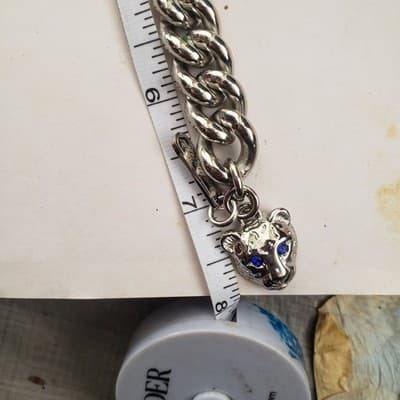 BABAMA Snow Leopard Series Silver Gold Multi Tone Men's Chain Link Bracelet 8" - Thumbnail 4