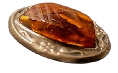Vintage Soviet Baltic Amber Pin Brooch Cognac Butterscotch Round USSR 1960s - Thumbnail 5