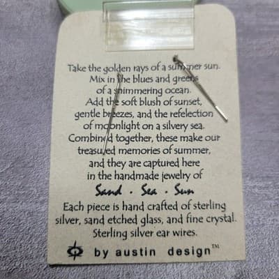 NEW Austin Design Green Sea Glass Turtle Earrings Dangle Drop Sterling Silver - Thumbnail 2