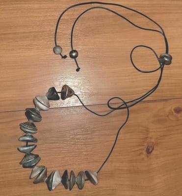 NAÄB Handmade 950 Silver & Natural Stone Bead Necklace — Solid Pendant, Artisan - Image 1
