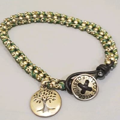 FOSSIL TREE OF LIFE Charm Beaded Bracelet