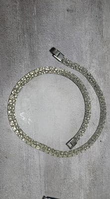 Vintage Reversible Silvertone Textured Flat Necklace Hammered Design Brutalist - Thumbnail 10