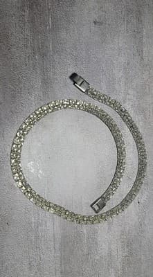 Vintage Reversible Silvertone Textured Flat Necklace Hammered Design Brutalist - Image 1