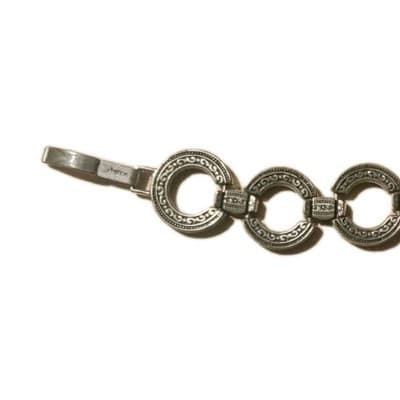 Brighton Central Park Circle Scrollwork Link Bracelet Retired Silvertone Ornate - Thumbnail 2