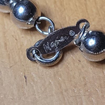 Vintage Silver Classic Round Bead Signed Napier Necklace 24" - Thumbnail 4