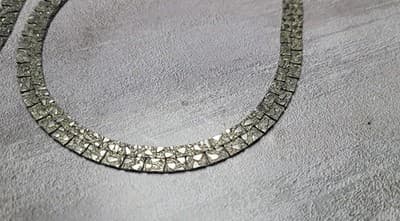 Vintage Reversible Silvertone Textured Flat Necklace Hammered Design Brutalist - Thumbnail 8