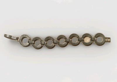 Brighton Central Park Circle Scrollwork Link Bracelet Retired Silvertone Ornate - Thumbnail 3