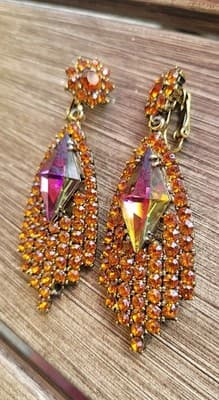 Vintage DeLizza & Elster Julianna Clip-on Earrings Brooch Aurora Borealis Set - Thumbnail 5