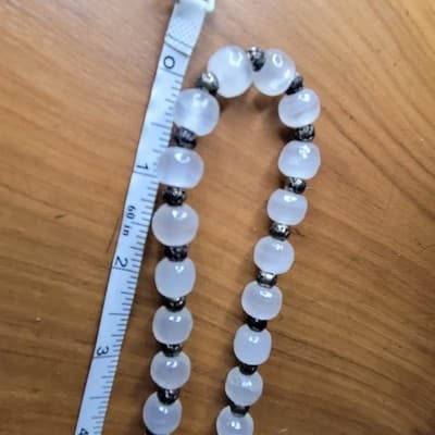Natural White Satin Spar Selenite Nugget Bead Necklace Metal Spacers - Thumbnail 3