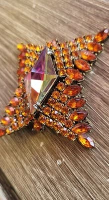Vintage DeLizza & Elster Julianna Clip-on Earrings Brooch Aurora Borealis Set - Thumbnail 4