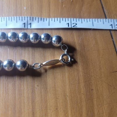 Vintage Silver Classic Round Bead Signed Napier Necklace 24" - Thumbnail 3