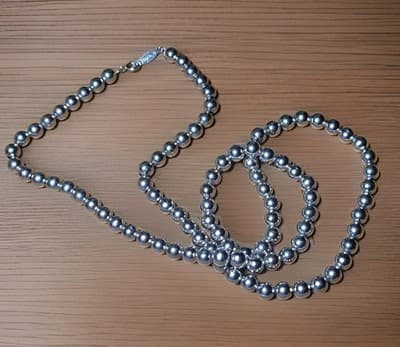 Vintage Silver Classic Round Bead Signed Napier Necklace 24" - Image 1