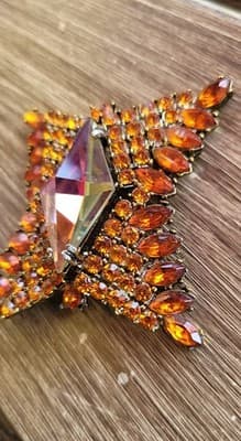 Vintage DeLizza & Elster Julianna Clip-on Earrings Brooch Aurora Borealis Set - Thumbnail 7