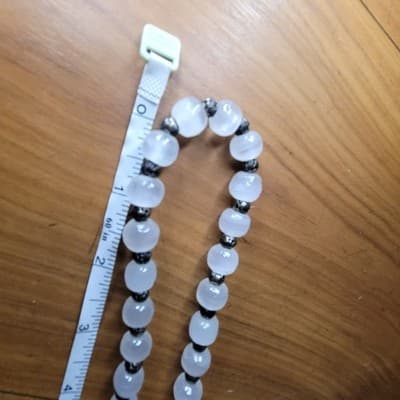 Natural White Satin Spar Selenite Nugget Bead Necklace Metal Spacers - Thumbnail 2