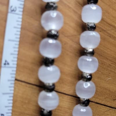 Natural White Satin Spar Selenite Nugget Bead Necklace Metal Spacers - Thumbnail 5