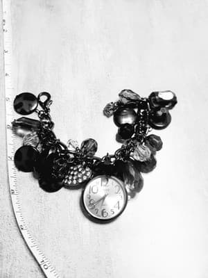 Chicos Beaded Bracelet Wrist Watch Rhinestones Crystals - Thumbnail 2