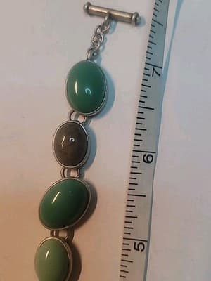 Vintage Multi Color Gemstone Bracelet Toggle Clasp - Thumbnail 5