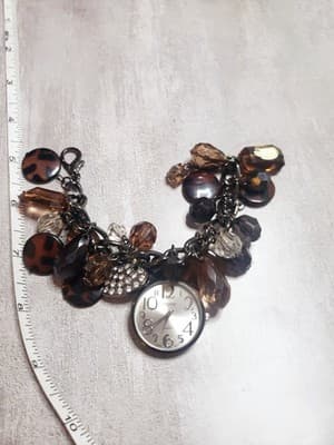 Chicos Beaded Bracelet Wrist Watch Rhinestones Crystals - Thumbnail 3