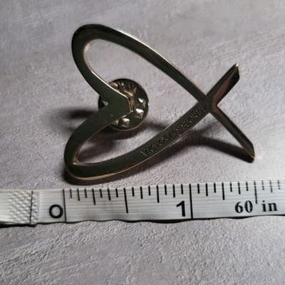 Victoria's Secret Silver Tone Open Heart Pin Brooch Lapel Pin Angel Wings Era - Thumbnail 5
