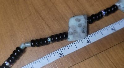 Dalmatian Jasper & Black Bead Pendant Necklace – Rhinestone Bail – 22" Handmade - Thumbnail 8