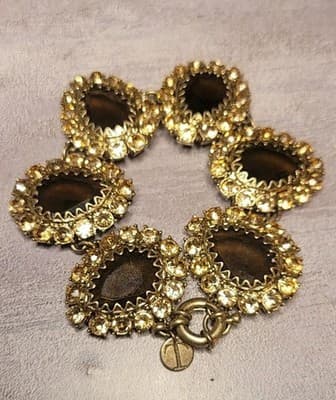 TALBOTS Designer Jewelry Smokey Topaz Crystal Rhinestone Quality Bracelet RARE - Image 1