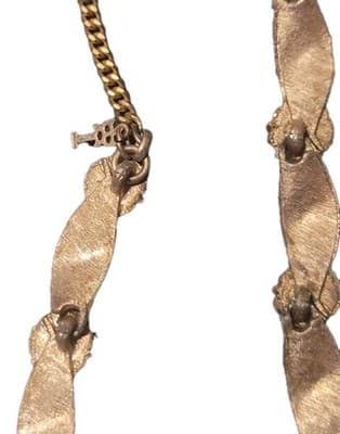 Crown Trifari Birthday Series Alfred Phillippe Ribbon Necklace Earrings Goldtone - Thumbnail 5