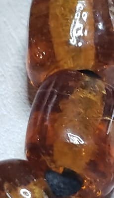 Chunky Golden Honey Amber Glass Bead Black Cord Necklace - Thumbnail 2