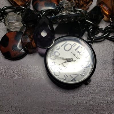 Chicos Beaded Bracelet Wrist Watch Rhinestones Crystals - Thumbnail 5