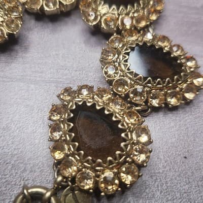 TALBOTS Designer Jewelry Smokey Topaz Crystal Rhinestone Quality Bracelet RARE - Thumbnail 6
