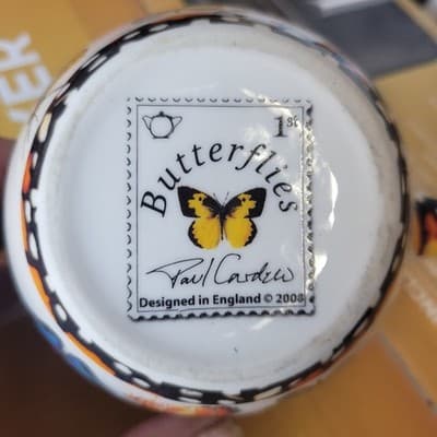 PAUL CARDEW GLAZED CERAMIC/PORCELAIN CREAMER - BUTTERFLIES!!! - Thumbnail 3