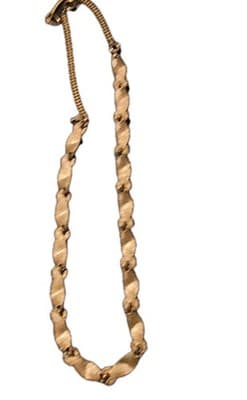 Crown Trifari Birthday Series Alfred Phillippe Ribbon Necklace Earrings Goldtone - Thumbnail 6