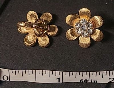 Crown Trifari Birthday Series Alfred Phillippe Ribbon Necklace Earrings Goldtone - Thumbnail 14