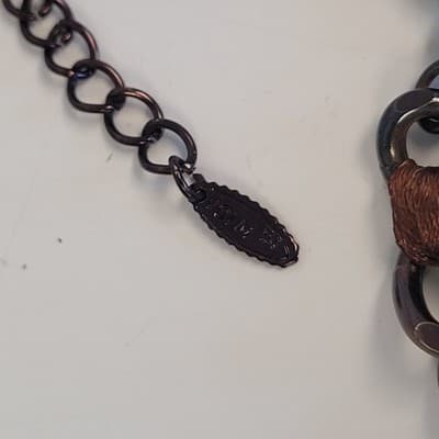 VCLM™ Couture Statement Necklace – Gunmetal Chain, Brown Ribbon, Oversized... - Thumbnail 5