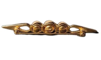 Vintage Gold Tone Pearl Bar Pin Brooch Signed TAT - Thumbnail 3