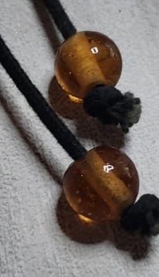 Chunky Golden Honey Amber Glass Bead Black Cord Necklace - Thumbnail 3