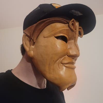 Handcrafted Leather Grotesque Mask Signed Chuites 2000 Artisan Folk Art - Thumbnail 6
