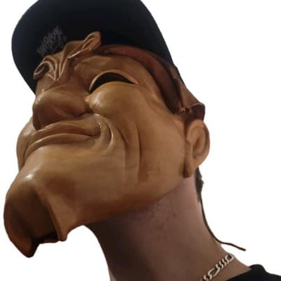 Handcrafted Leather Grotesque Mask Signed Chuites 2000 Artisan Folk Art - Thumbnail 9