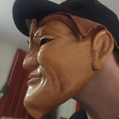 Handcrafted Leather Grotesque Mask Signed Chuites 2000 Artisan Folk Art - Thumbnail 12