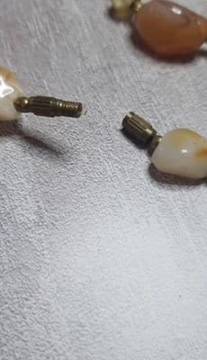 VINTAGE AGATE CARNELIAN QUARTZ BEAD BRASS NECKLACE STRAND STONE - Thumbnail 9