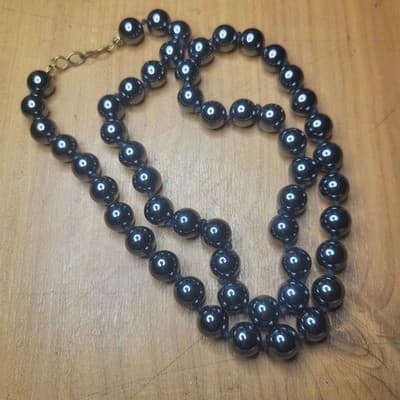 Vintage Hematite Hand Knotted Necklace - Image 1