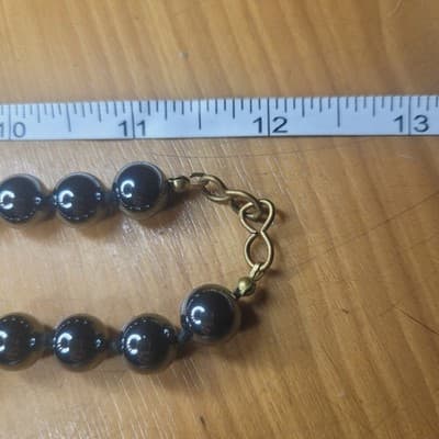 Vintage Hematite Hand Knotted Necklace - Thumbnail 2