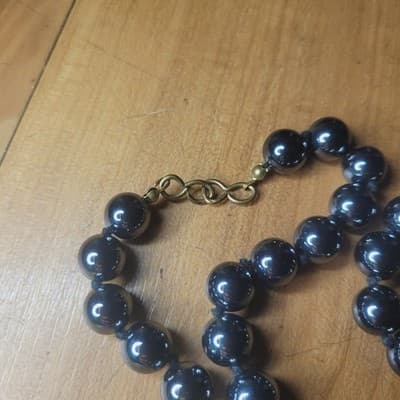 Vintage Hematite Hand Knotted Necklace - Thumbnail 4